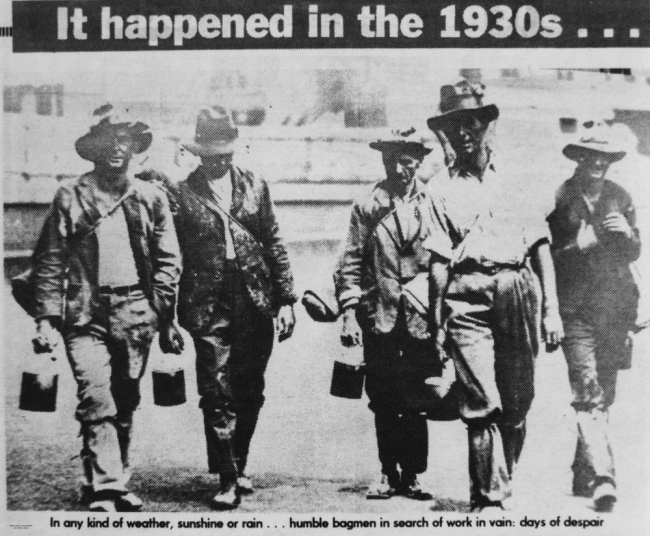 Unemployed men searching for work in Queensland during the Depression ca. 1932-2
